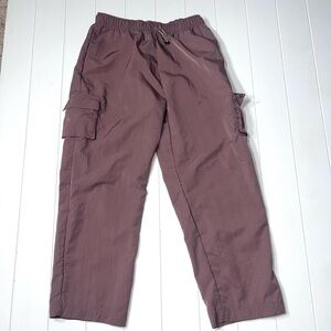 Nike Pants Womens Woven L Purple Mauve High Waisted Woven Cargo Essential Woven